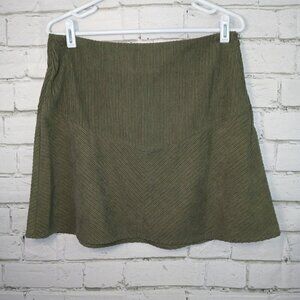 NEW IN OLIVE GREEN CORDUROY SKIRT, MID THIGH , SIDE ZIP SIZE LARGE